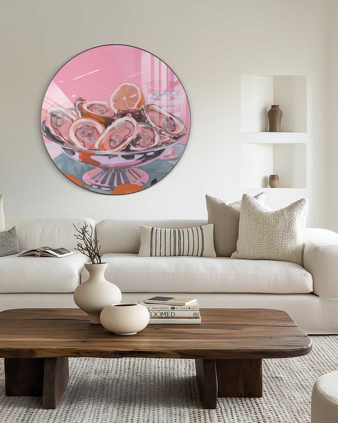Roze Luxe Oester Muurcirkel