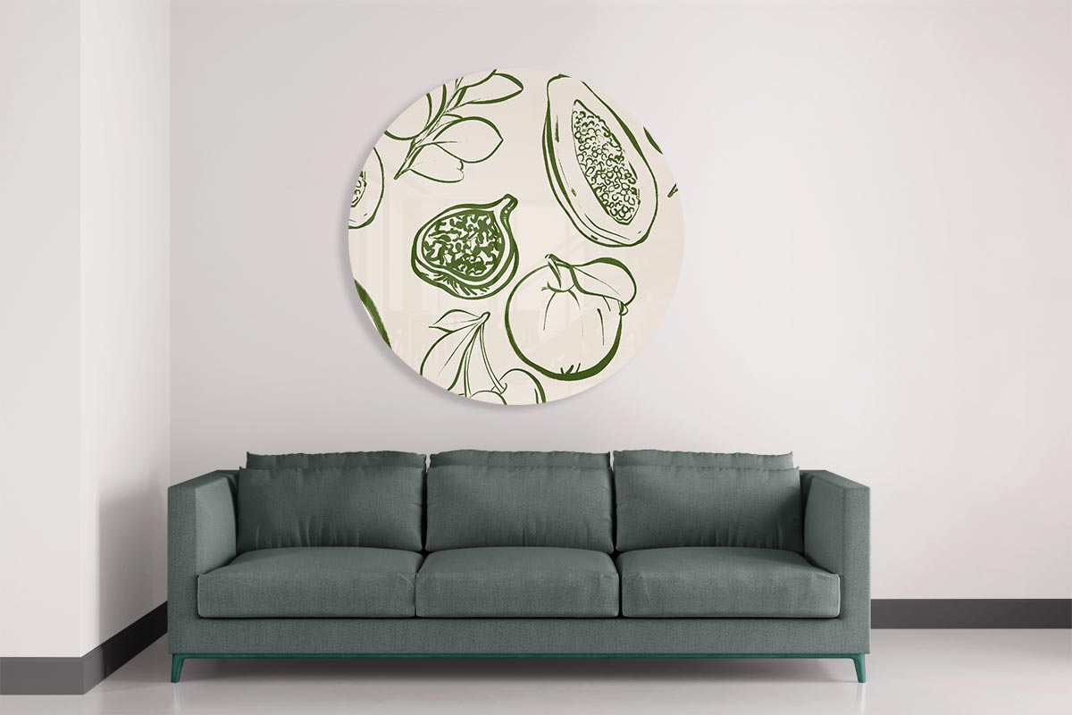 Botanische Fruitillustratie Muurcirkel-WallArtistic