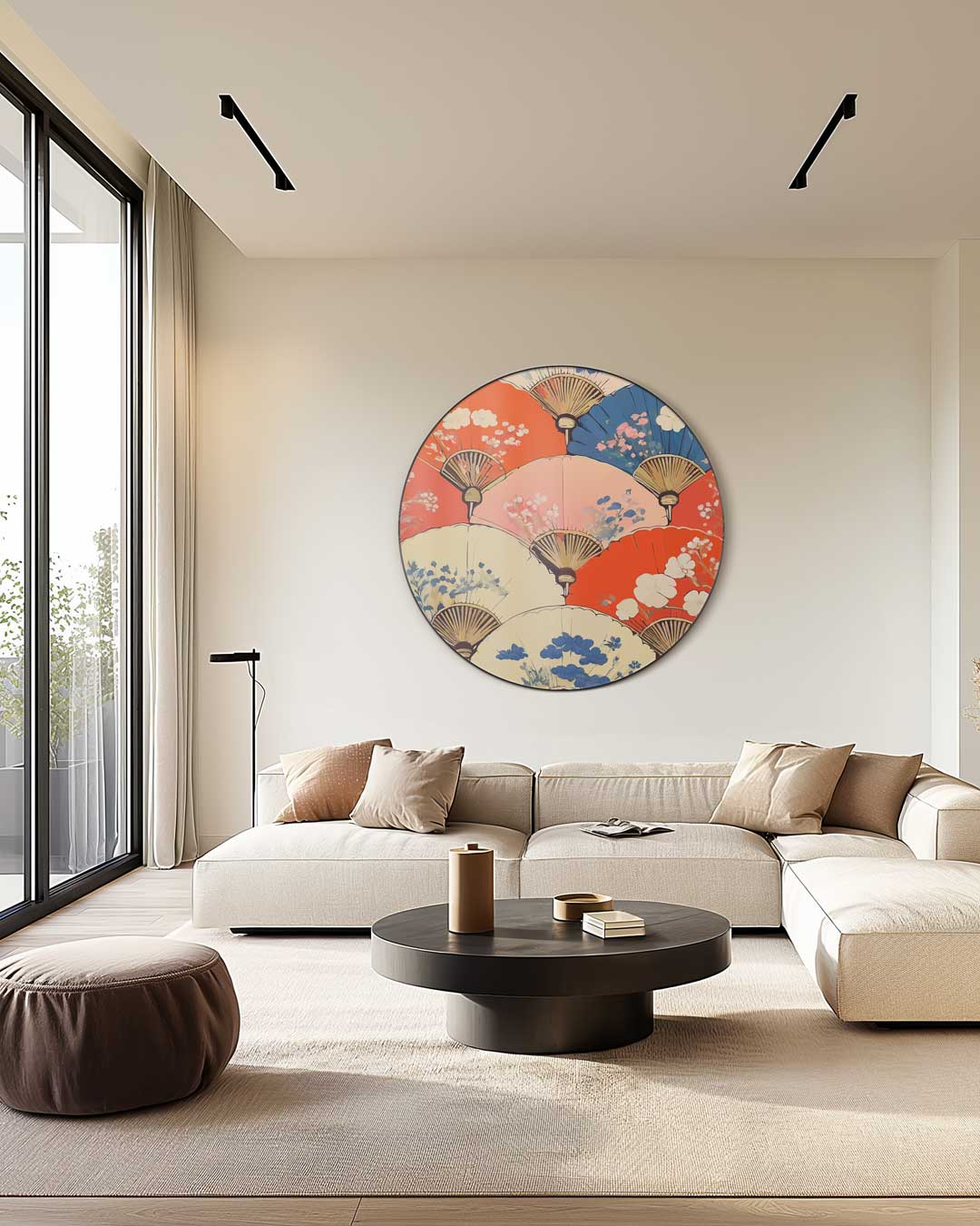 Kleurrijke Japanse Waaiers Muurcirkel-WallArtistic