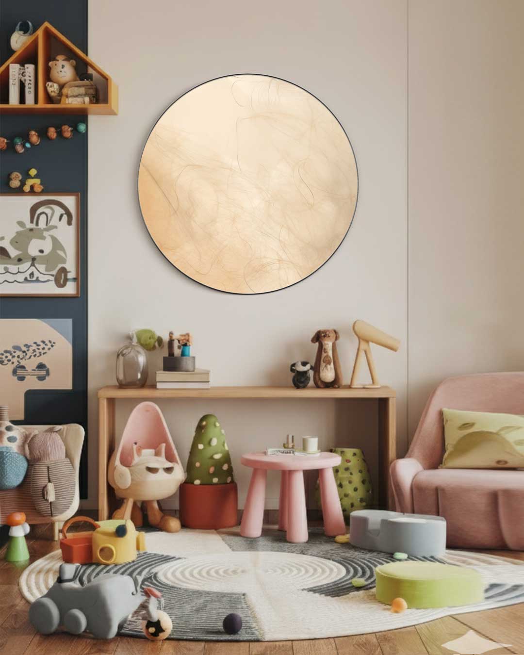 Rustieke Beige Muurcirkel-WallArtistic