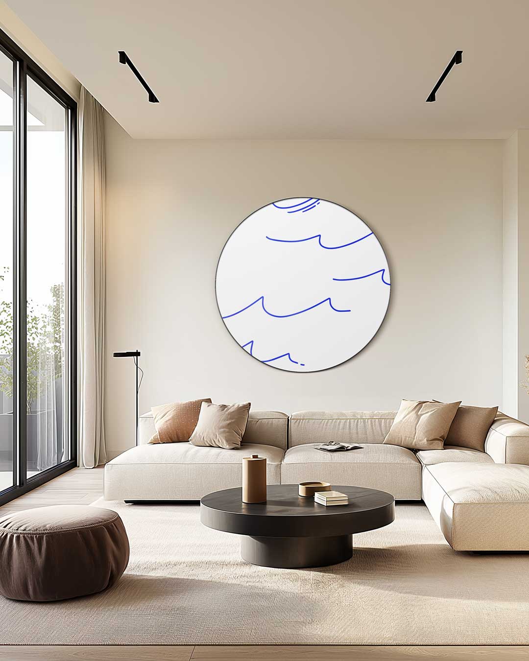 Golvend Blauw Wanddesign Muurcirkel
