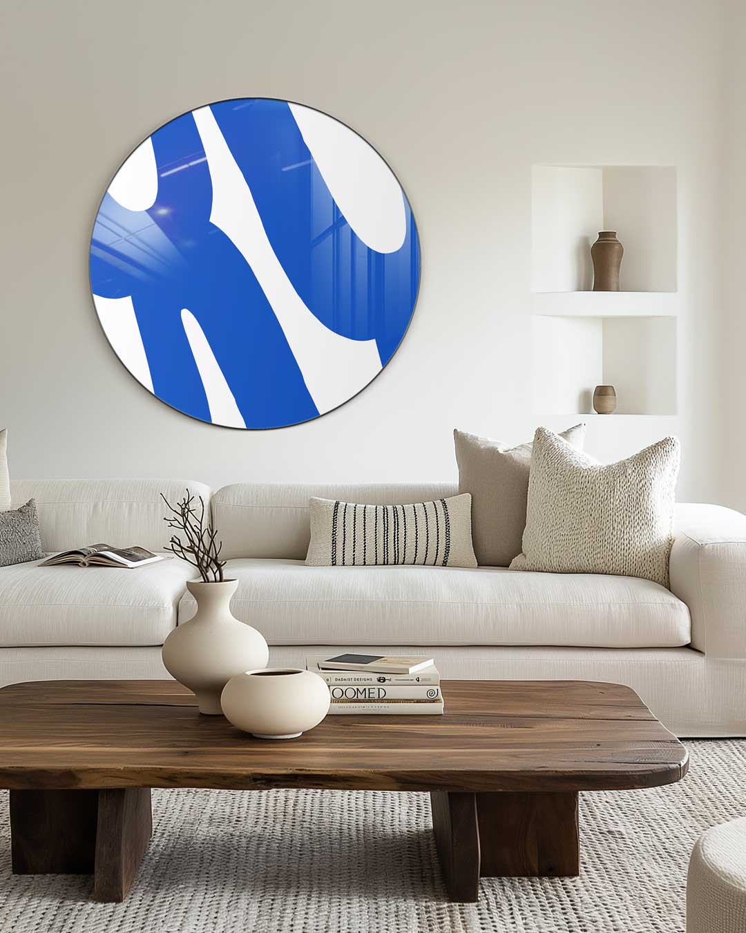 Moderne Blauwe Vormen Muurcirkel