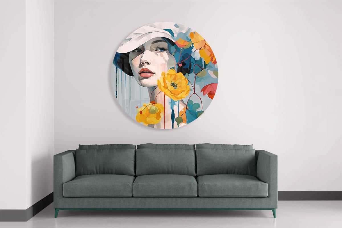Vrouwelijke Elegantie Muurcirkel-WallArtistic