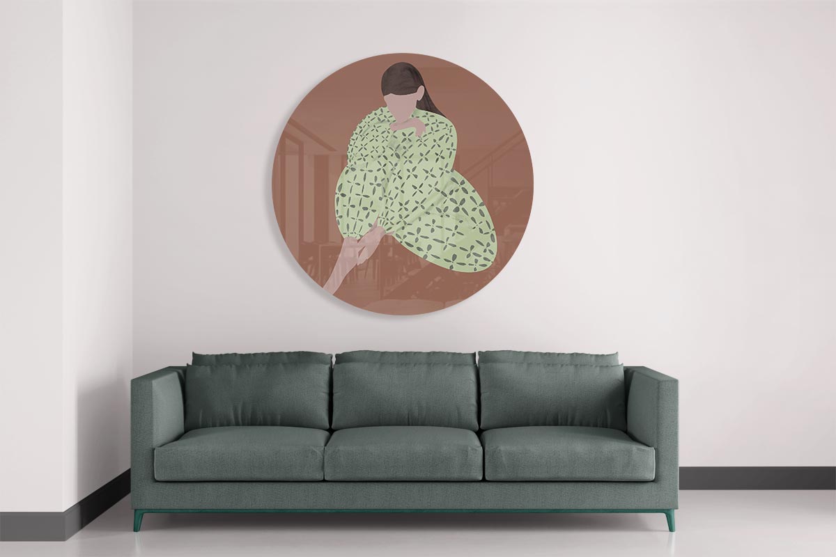 Dromerige Vrouw Muurcirkel-WallArtistic