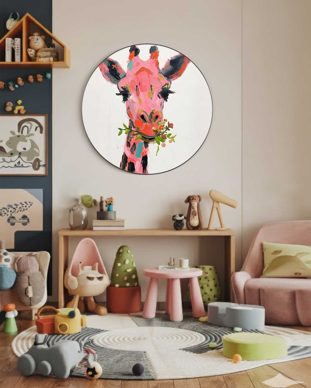 Vrolijke Giraffe Muurcirkel