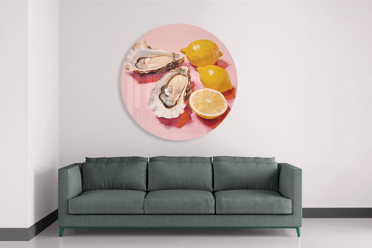 Stijlvolle Zeevruchtencollage Muurcirkel-WallArtistic