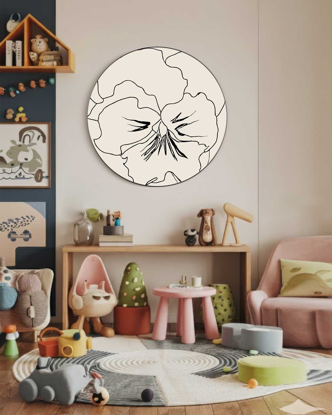 Elegante Bloembeschildering Wanddecoratie Muurcirkel