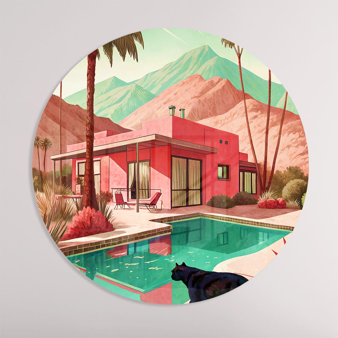 Retro Palm Springs Muurcirkel