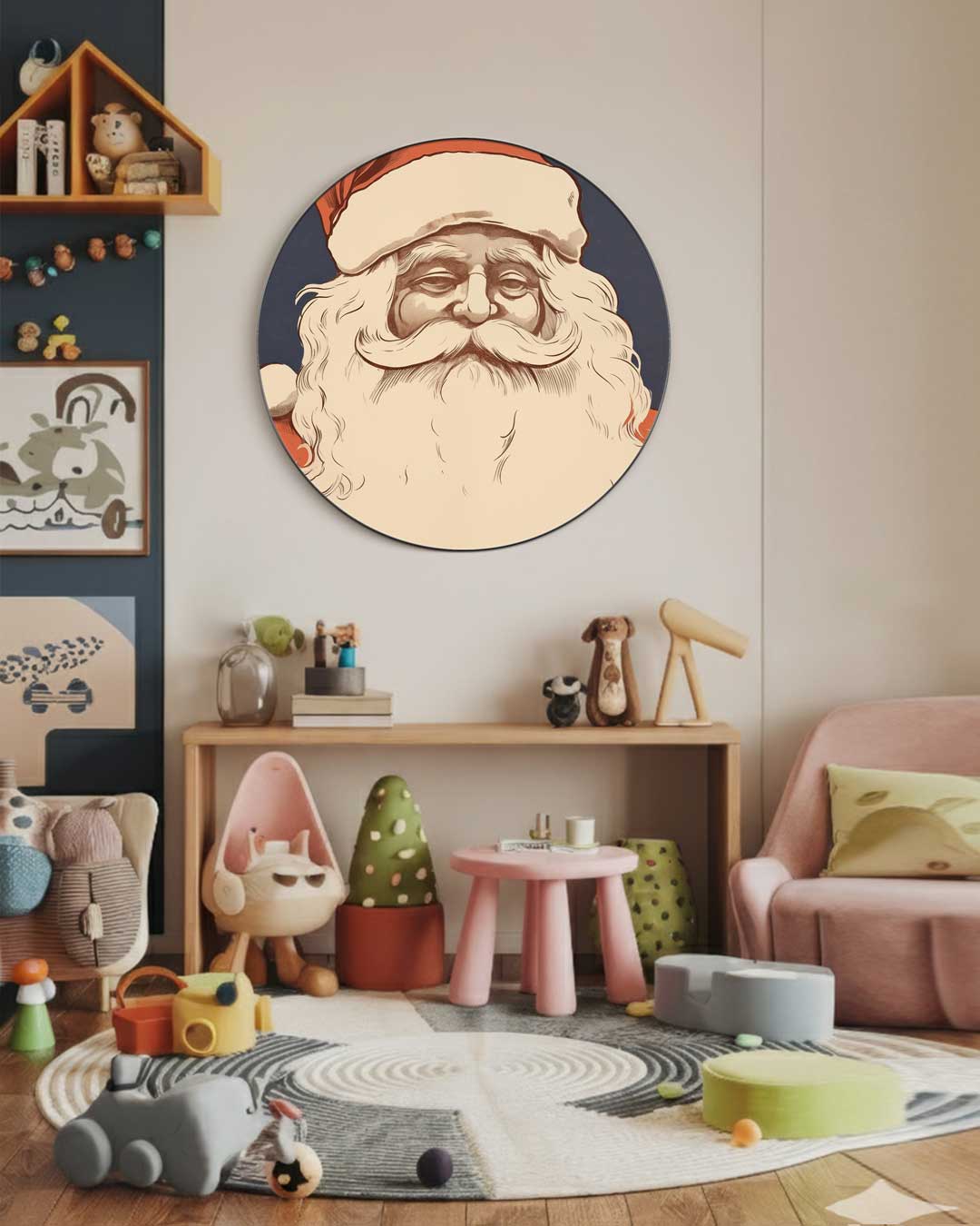 Kerstmis Vintage Santa Muurcirkel