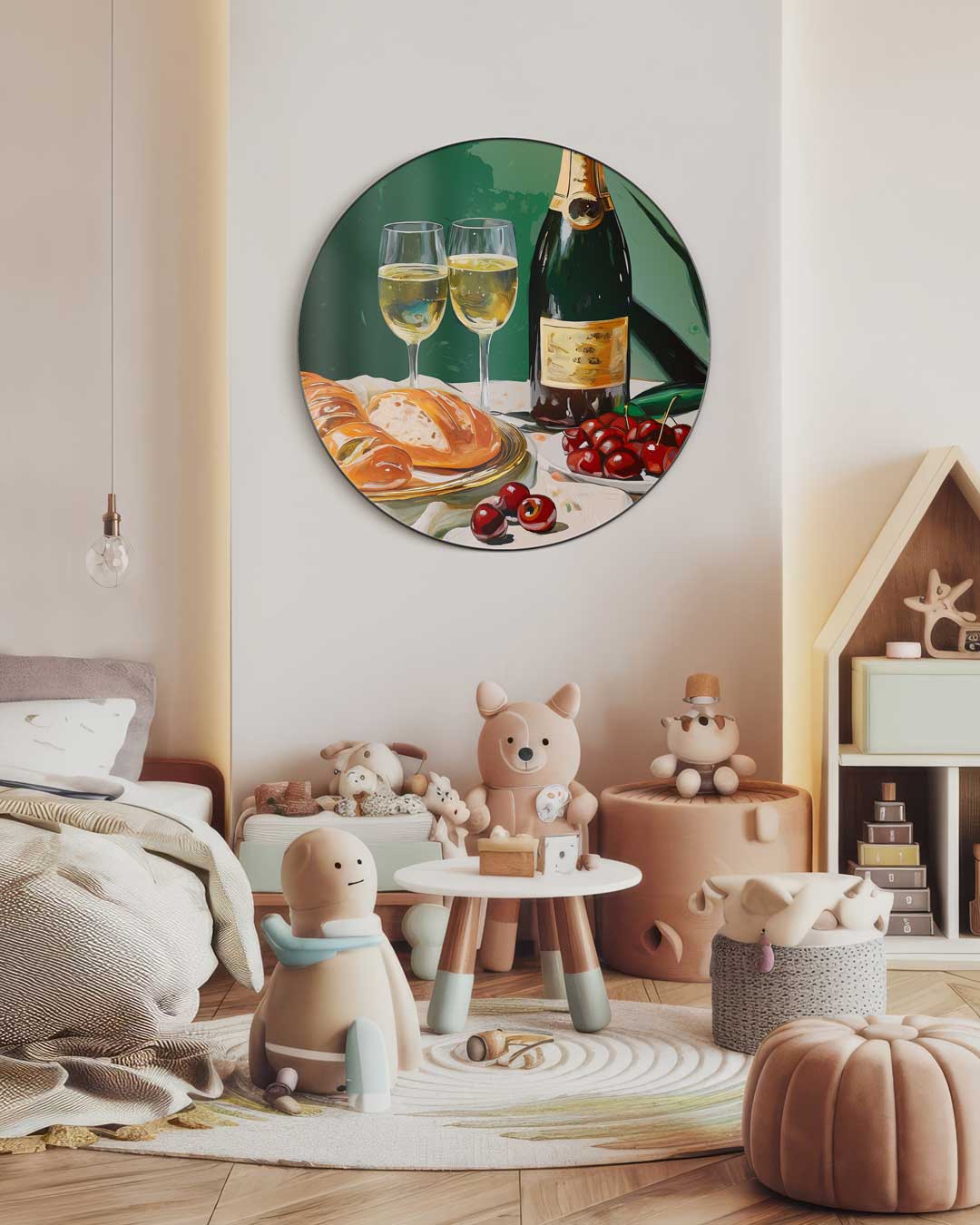 Stijlvolle Wijn en Chique Picknick Muurcirkel-WallArtistic