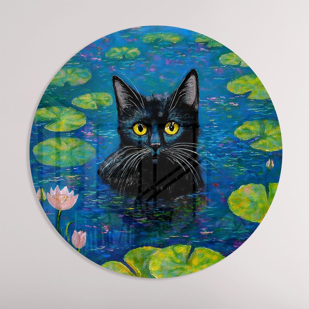 Mystieke Kat in Waterlelievijver Muurcirkel