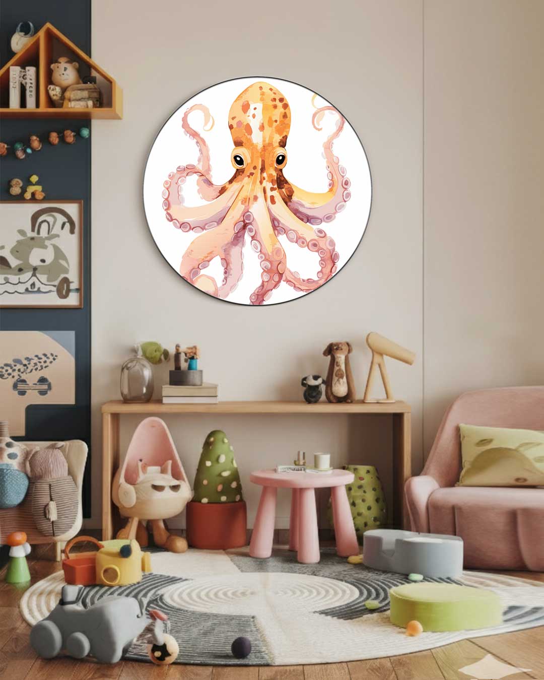 Vrolijke Octopus Muurcirkel