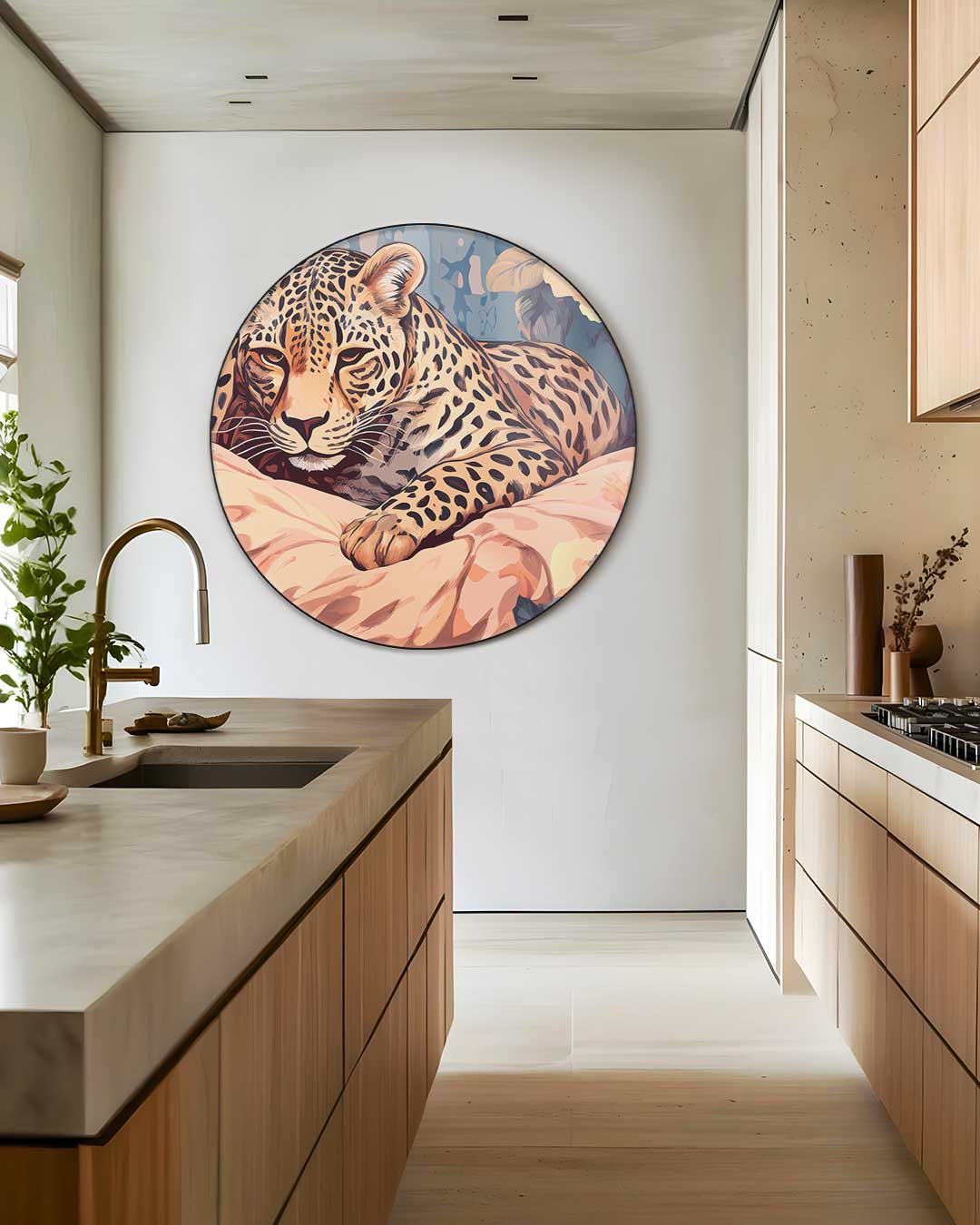 Dromerige Luipaard Muurcirkel-WallArtistic