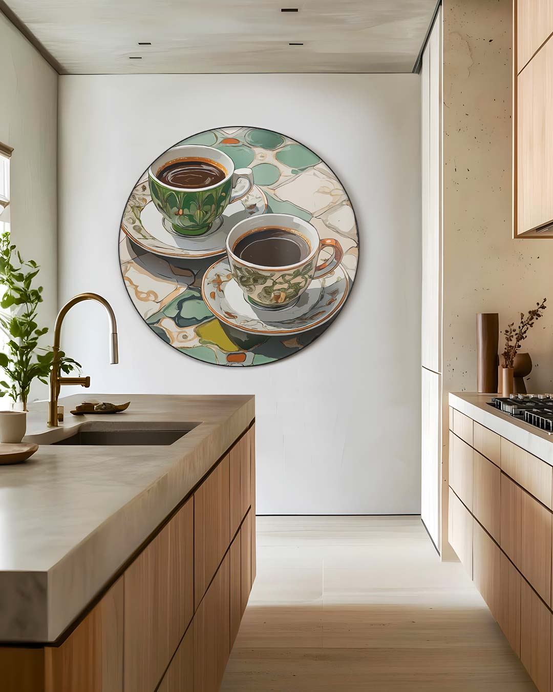 Stijlvolle Koffie Muurcirkel-WallArtistic