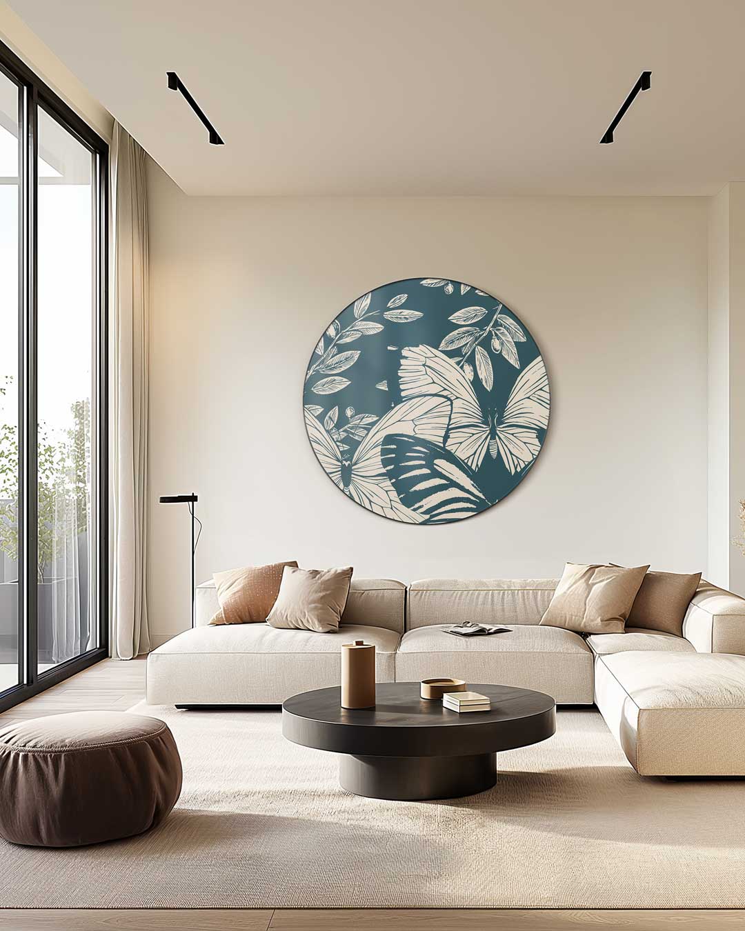 Vlinder En Botanische Muurcirkel-WallArtistic