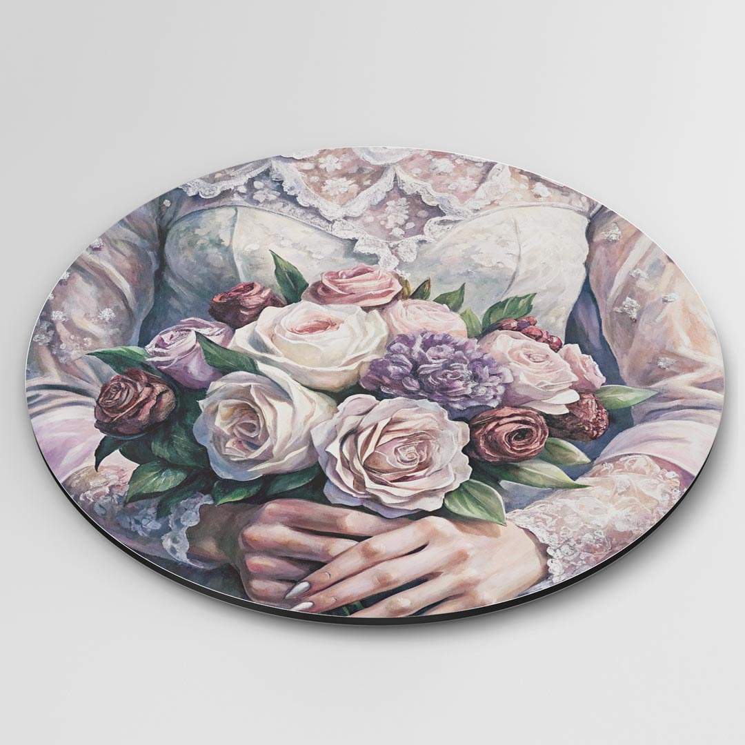 Romantische Bloemen Bruid Muurcirkel