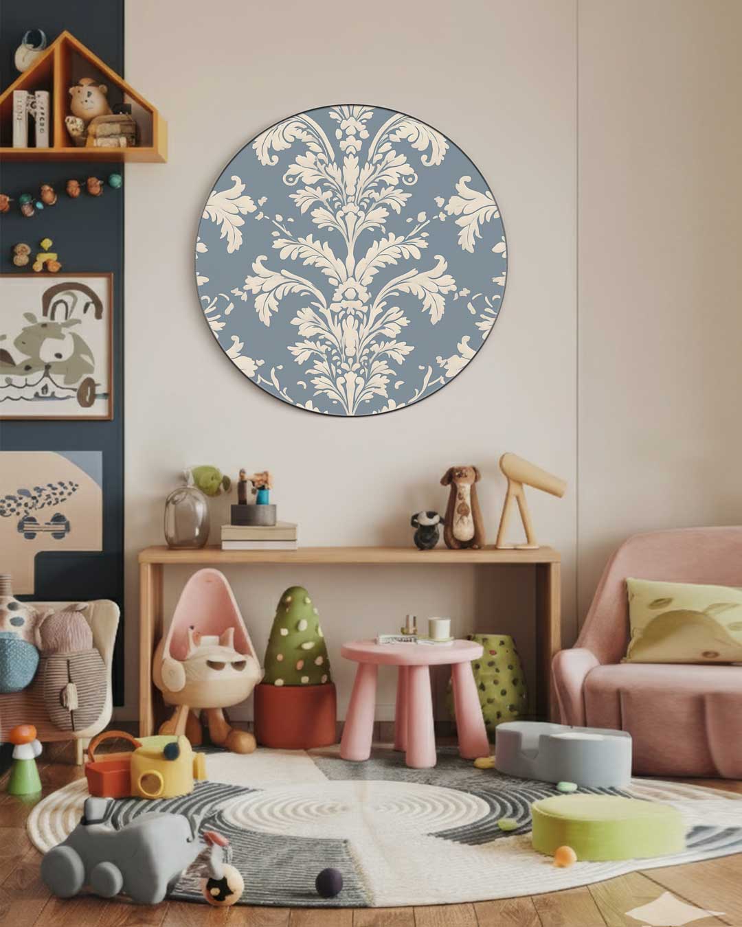 Elegant Damast Muurcirkel-WallArtistic
