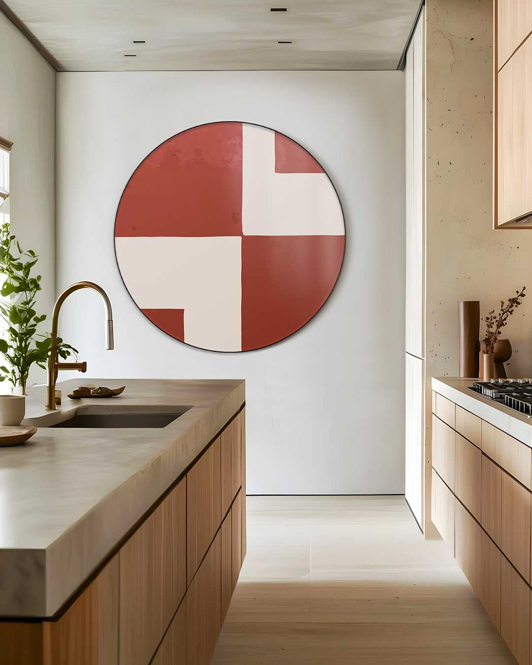 Moderne Roodbeige Muurcirkel