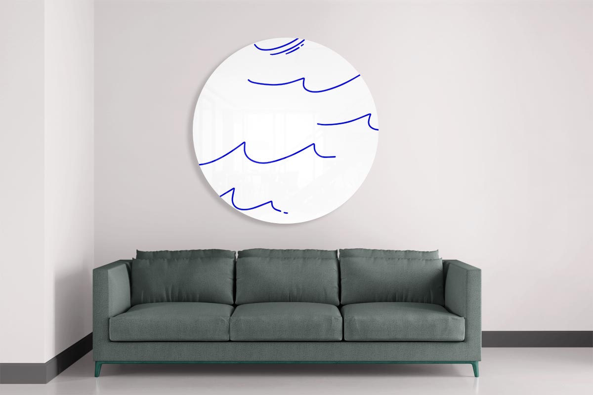 Golvend Blauw Wanddesign Muurcirkel