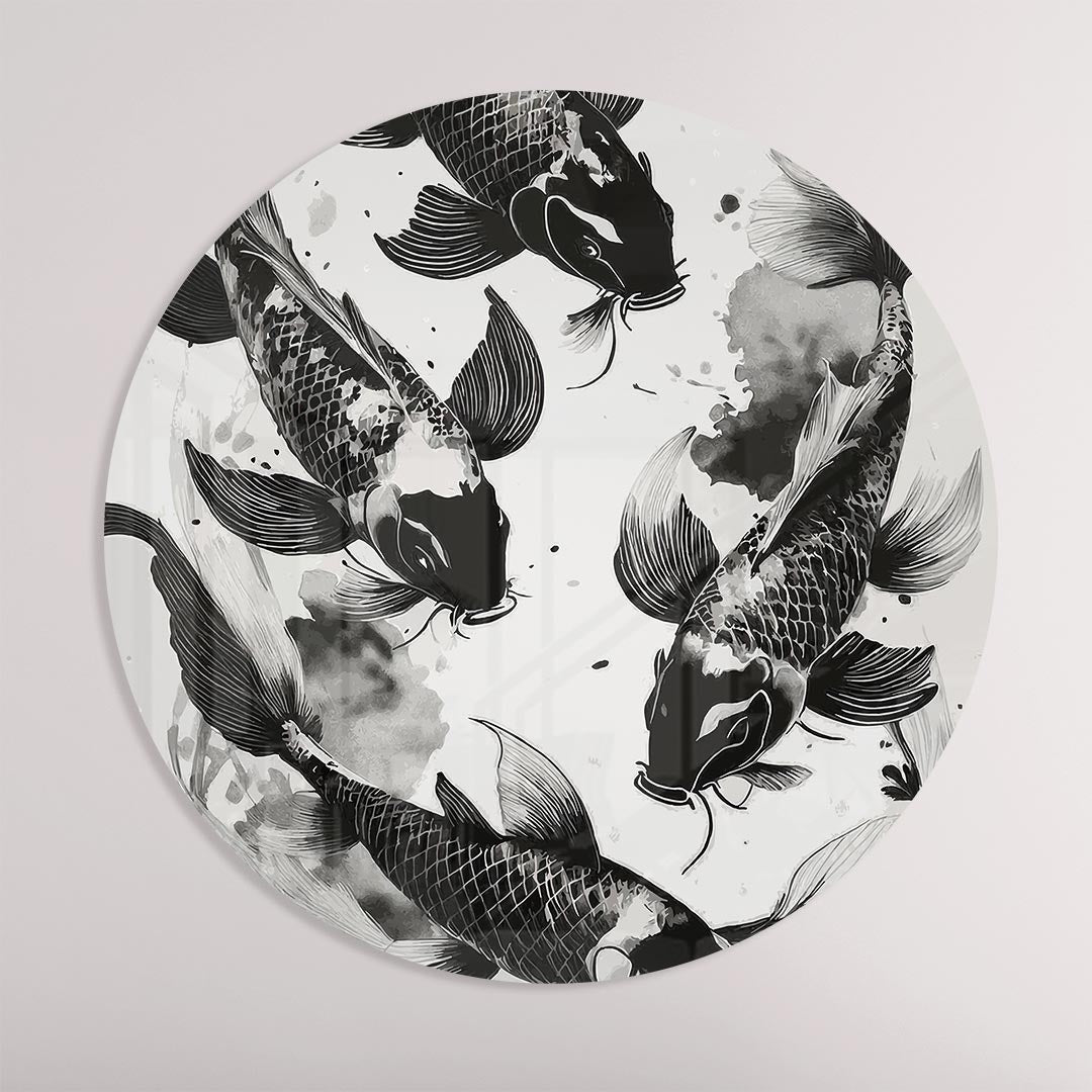 Elegante Koi Muurcirkel-WallArtistic