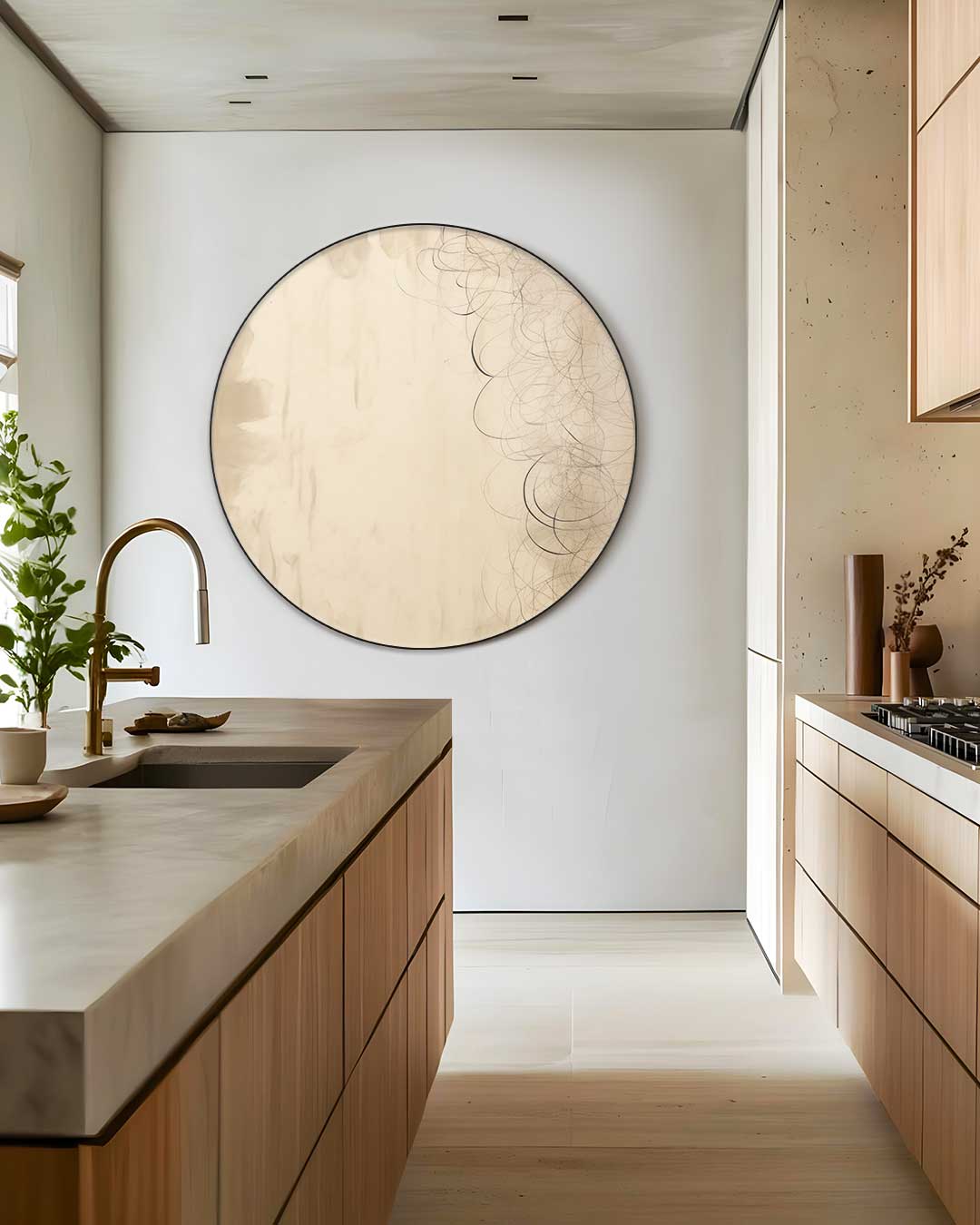 Elegante Beige Kunstenaar Muurcirkel