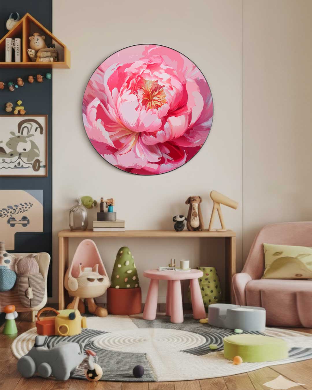 Roze Bloemenpracht Muurcirkel