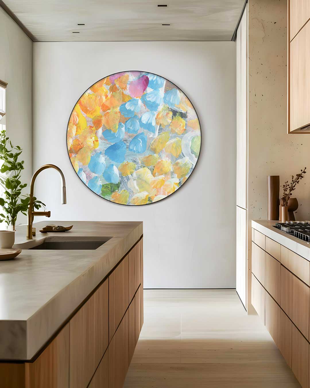 Kleurrijke Bloemen Droom Muurcirkel-WallArtistic