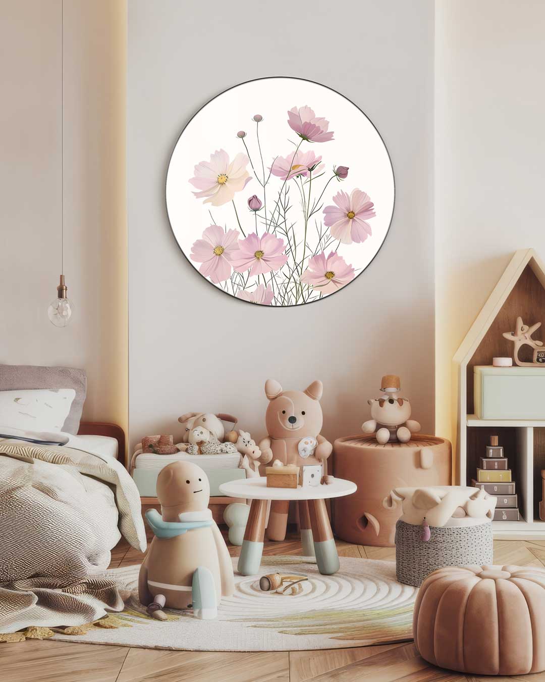 Bloemige Pastel Muurcirkel-WallArtistic