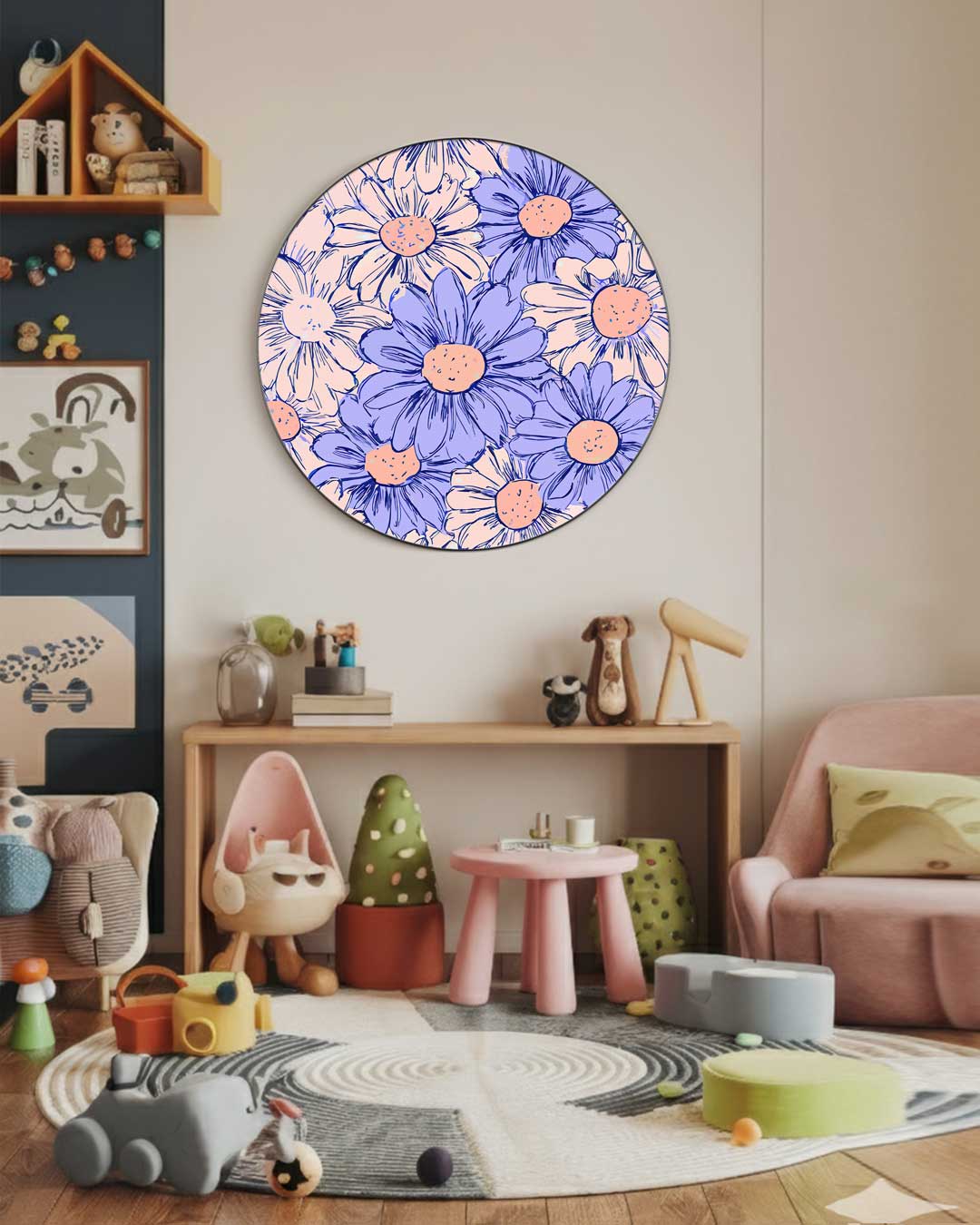 Vrolijke Bloemen Muurcirkel