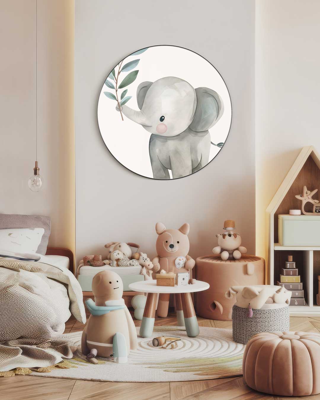Schattige Olifant Muurcirkel-WallArtistic