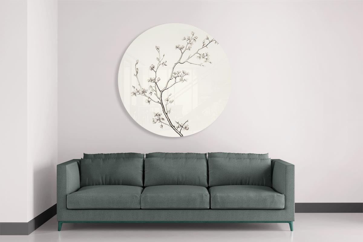 Lijntekening Bloementak Muurcirkel