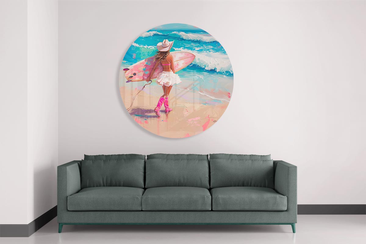 Cowgirl Surf Vibes Muurcirkel