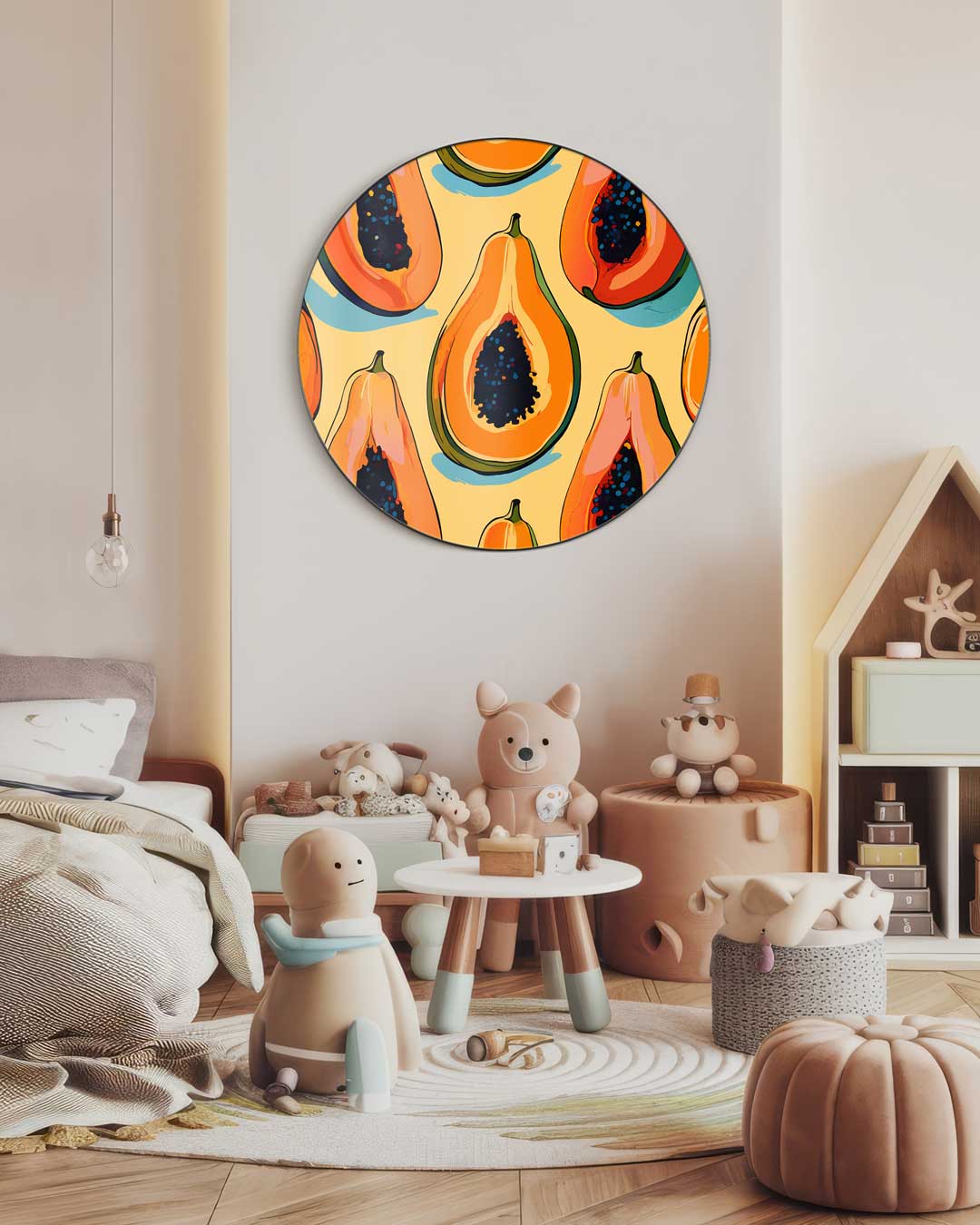 Tropische Papaya Muurcirkel-WallArtistic
