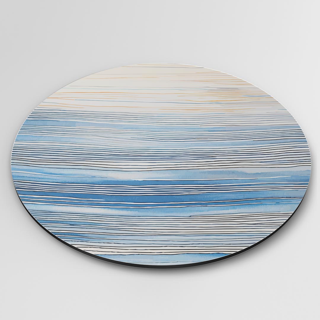 Rustgevende Blauwe Lijnen Muurcirkel