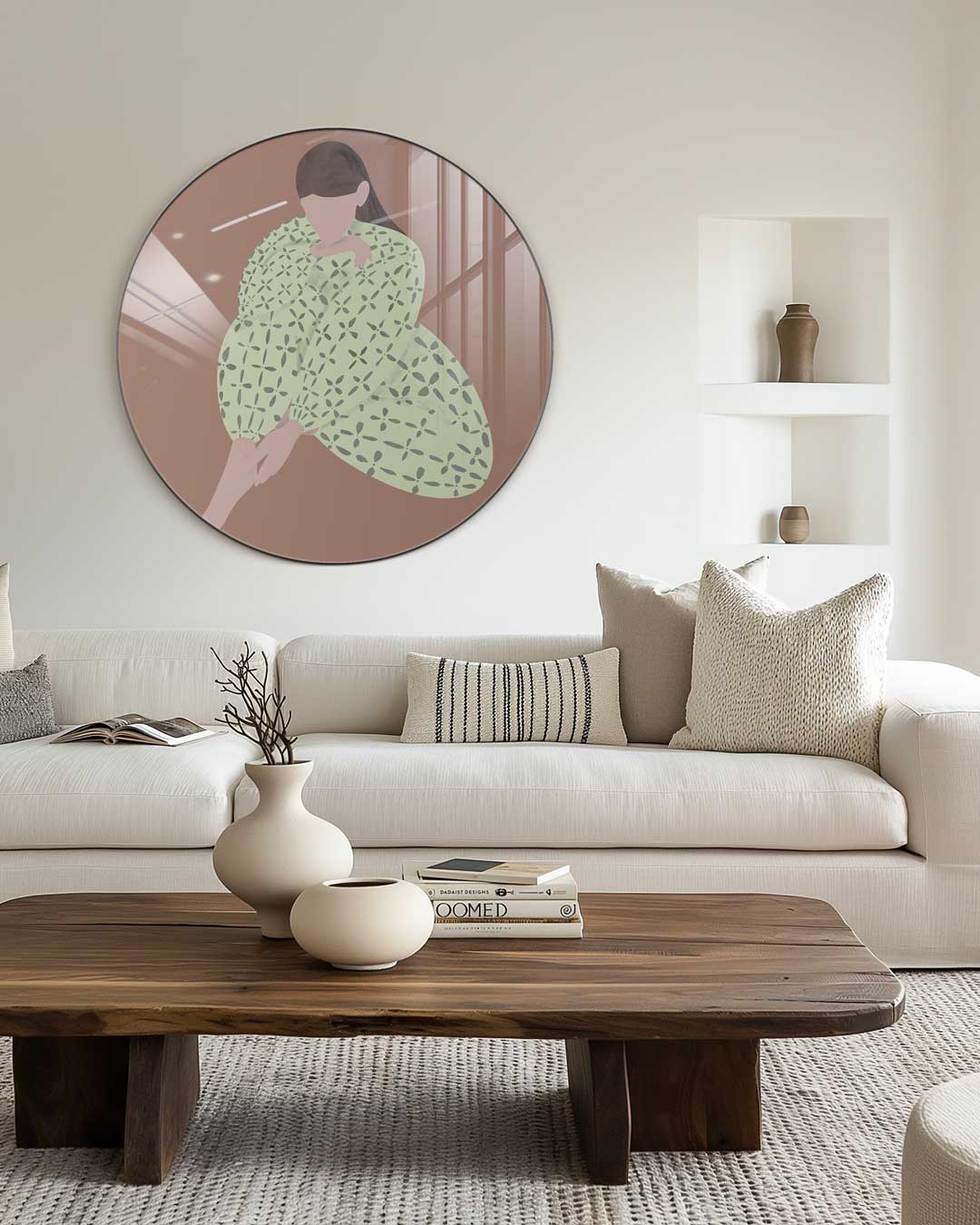 Dromerige Vrouw Muurcirkel-WallArtistic