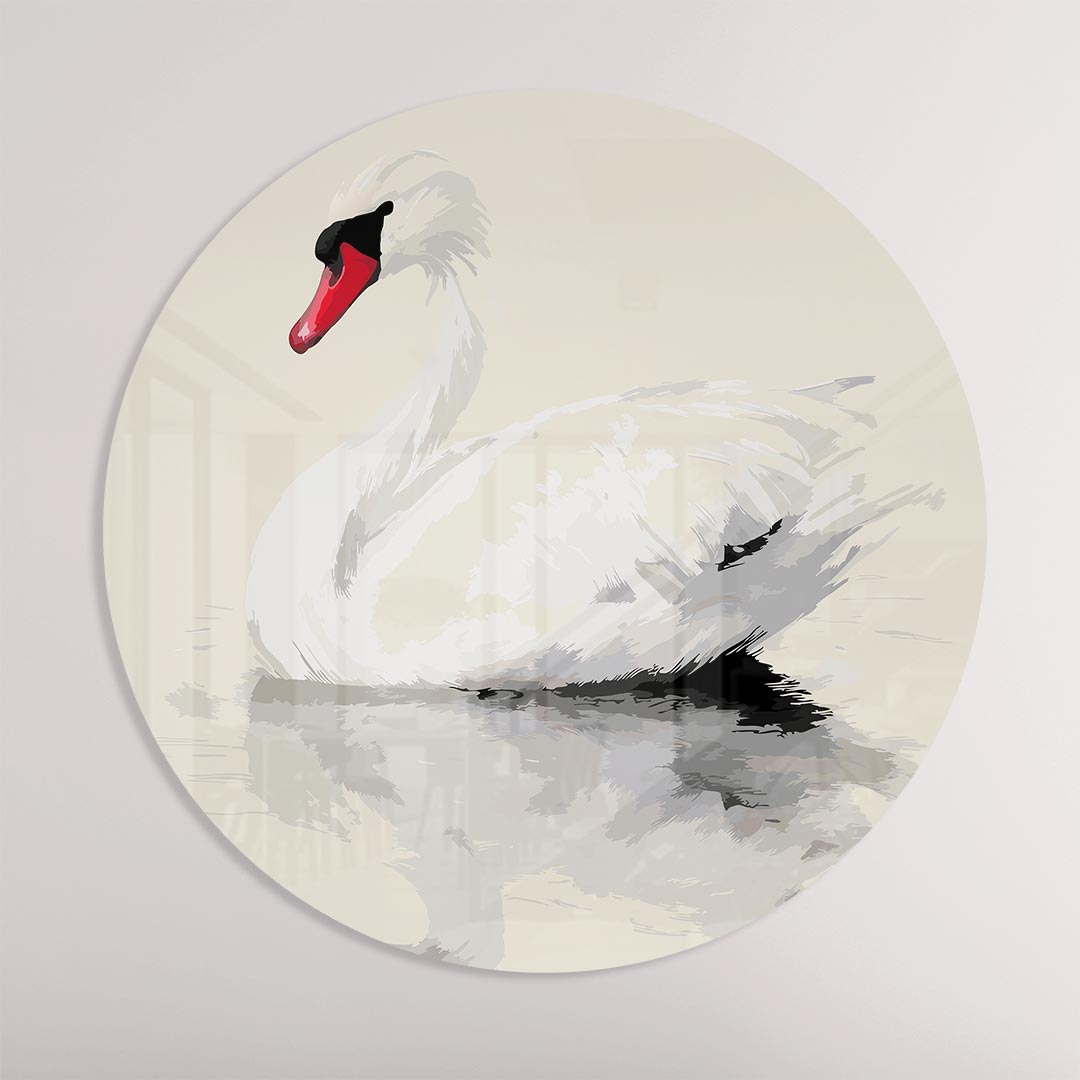 Elegante Zwaan Muurcirkel-WallArtistic
