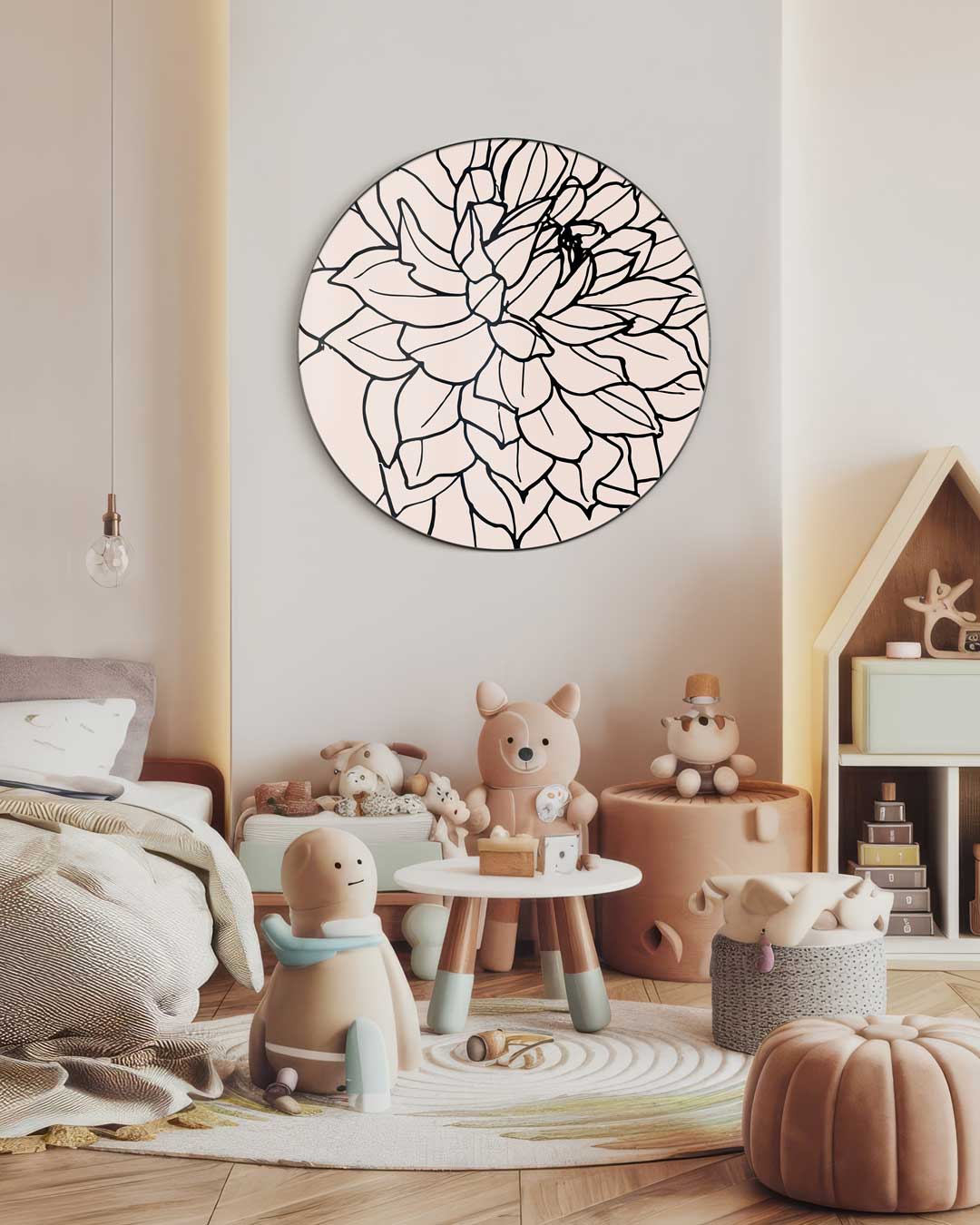Elegant Bloemenpatroon Muurcirkel