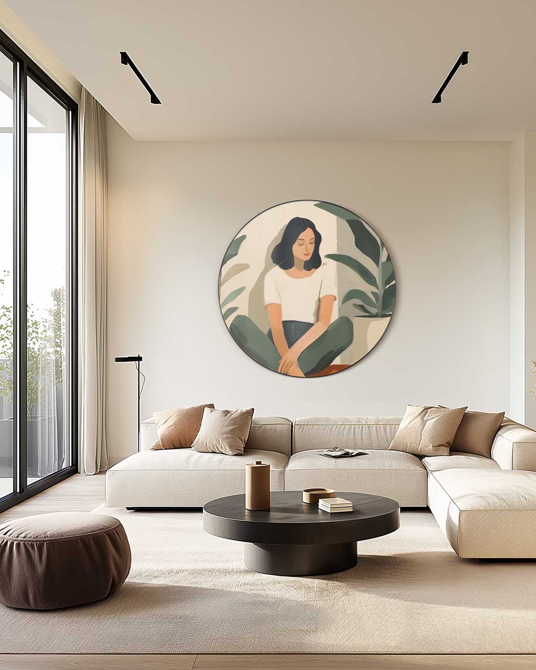 Vrouwelijke Ontspanning Muurcirkel-WallArtistic
