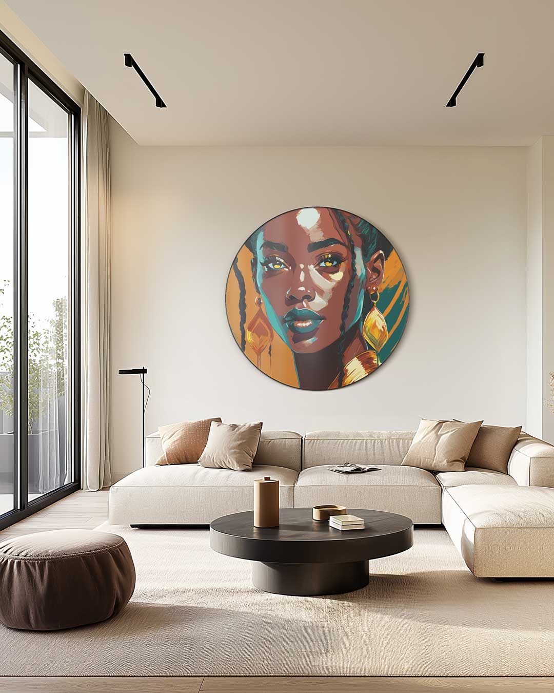 Kleurrijke Muurcirkel Vrouwelijk Portret-WallArtistic