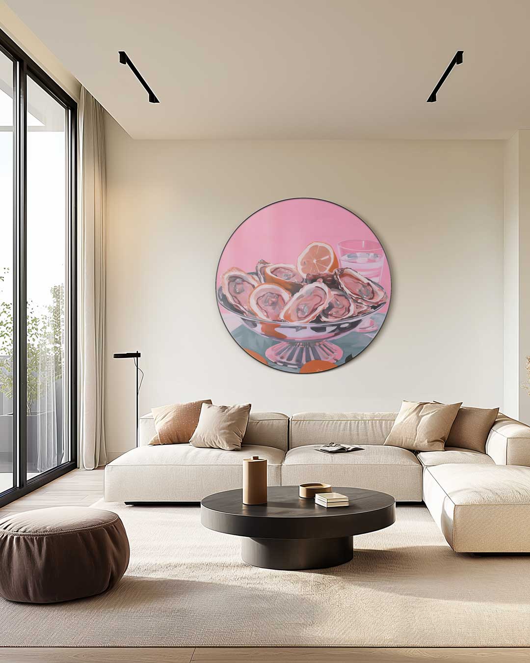 Roze Luxe Oester Muurcirkel-WallArtistic