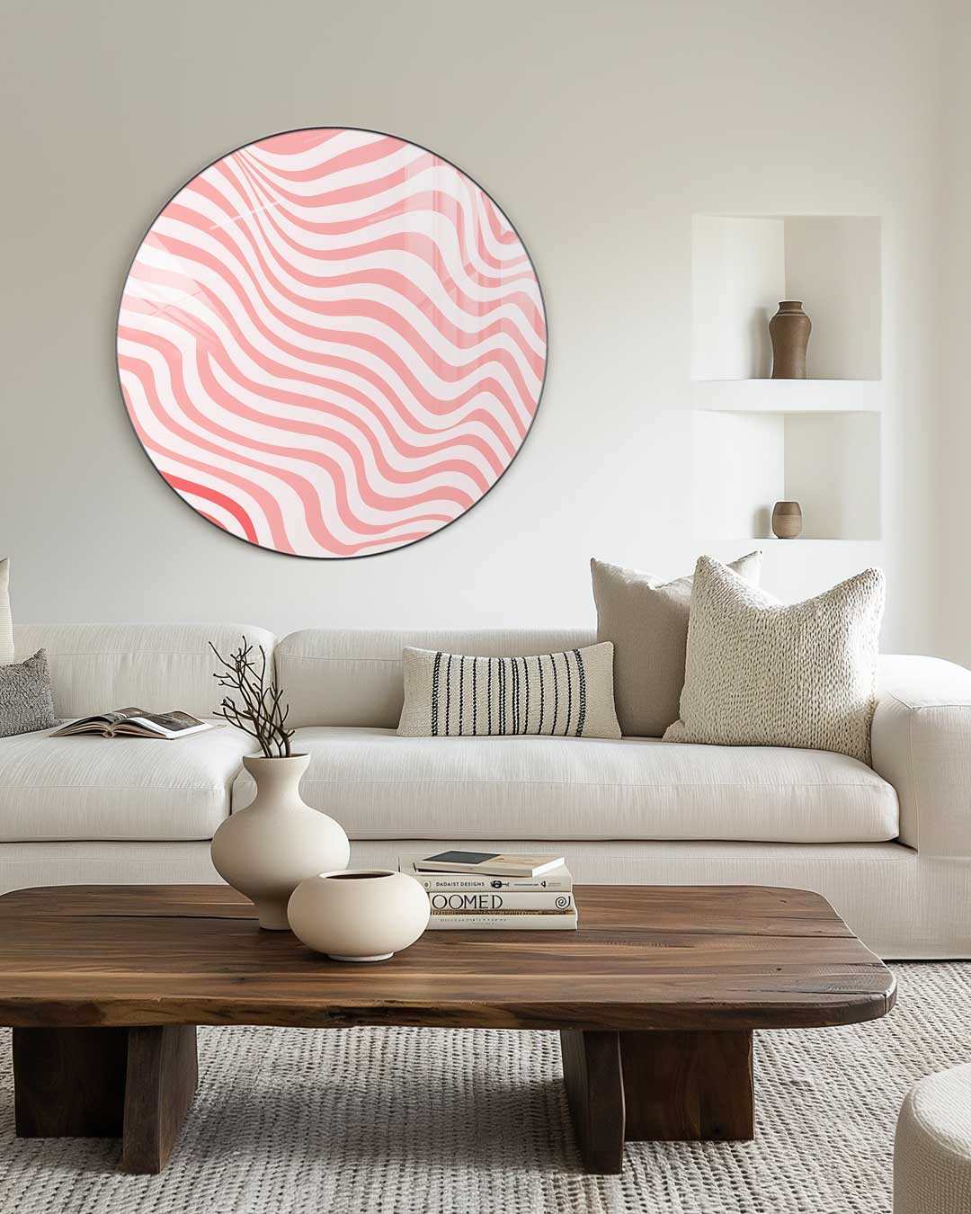 Swingende Roze Golven Muurcirkel