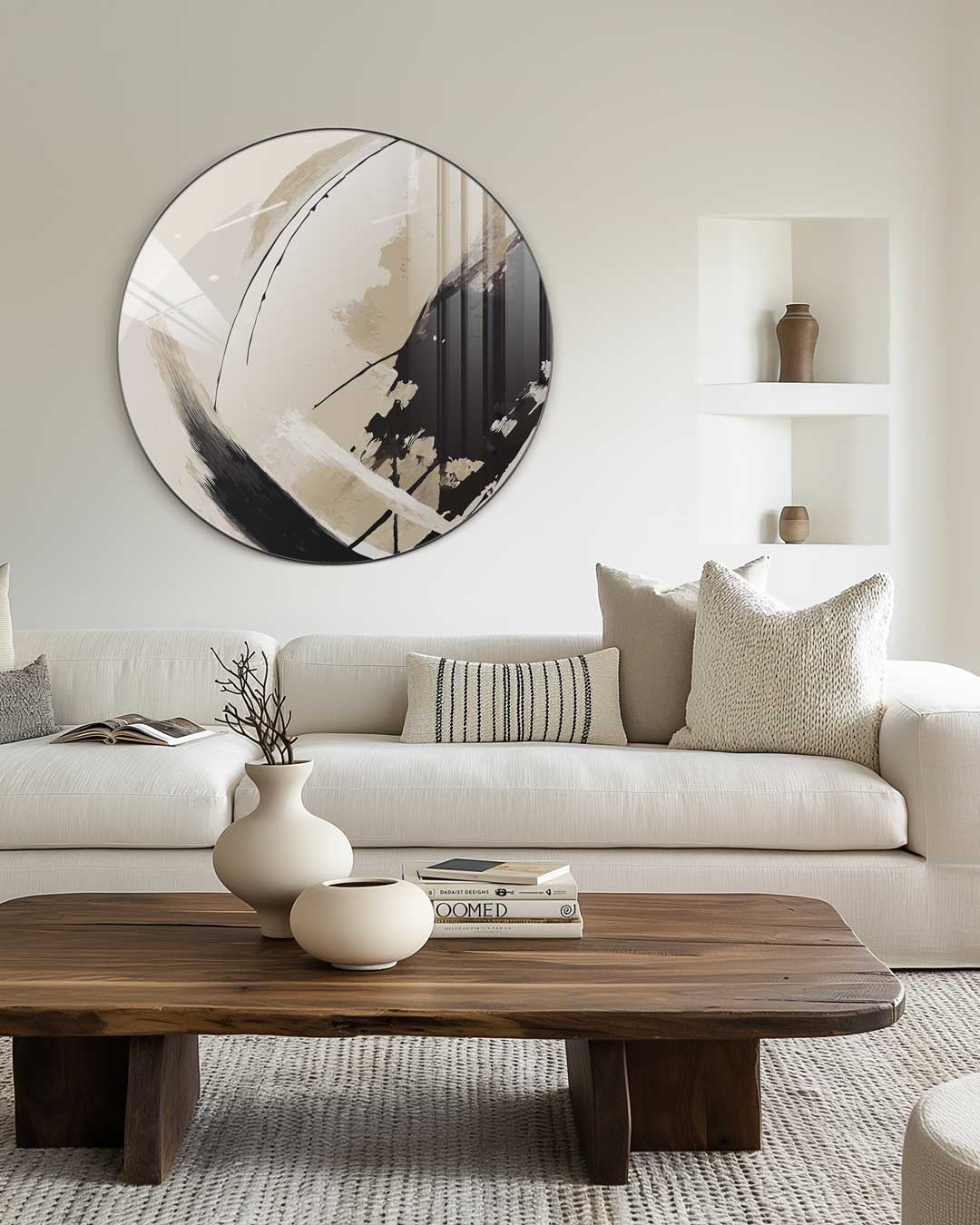 Abstracte Muurcirkel Beige