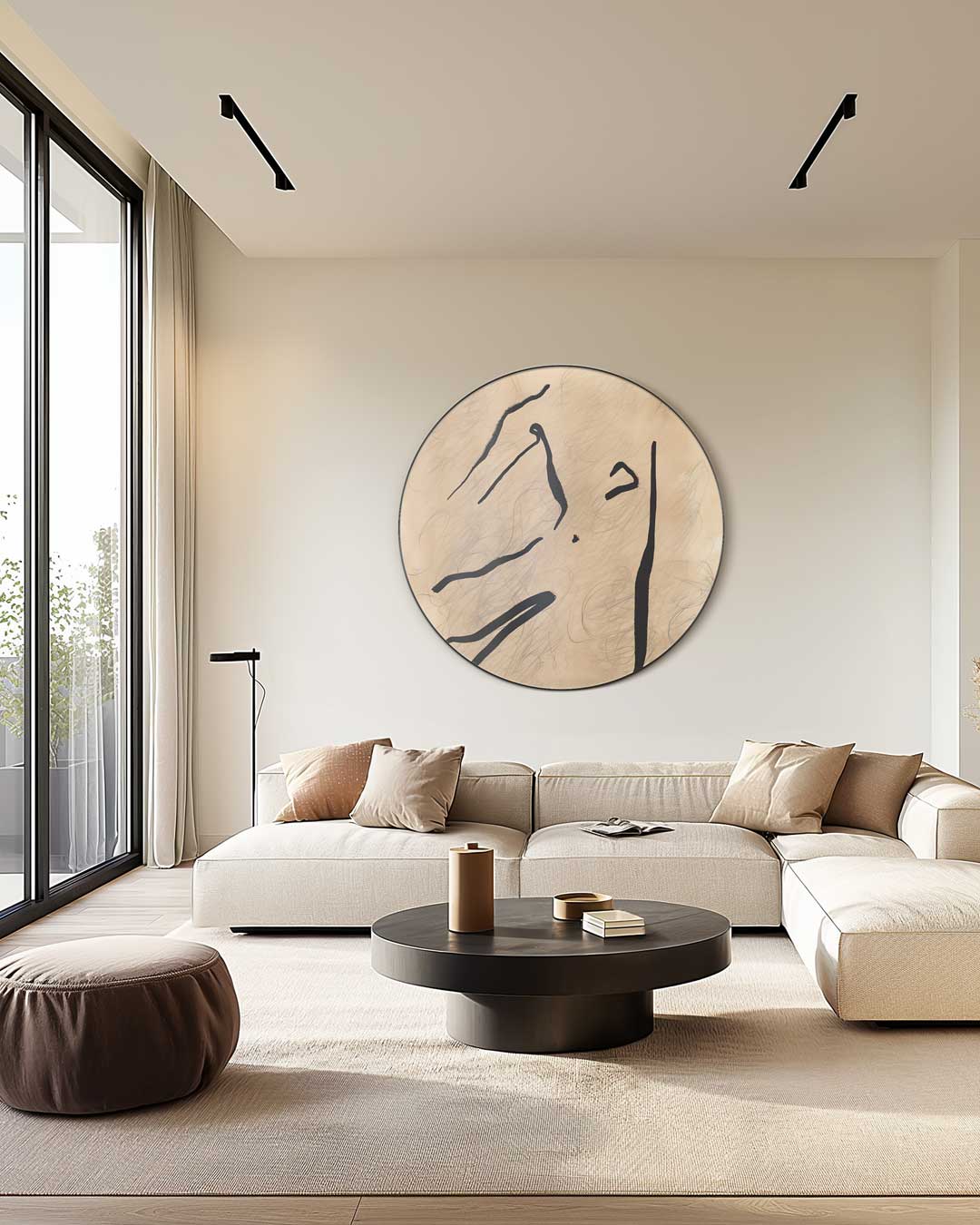 Abstracte Beige Muurcirkel