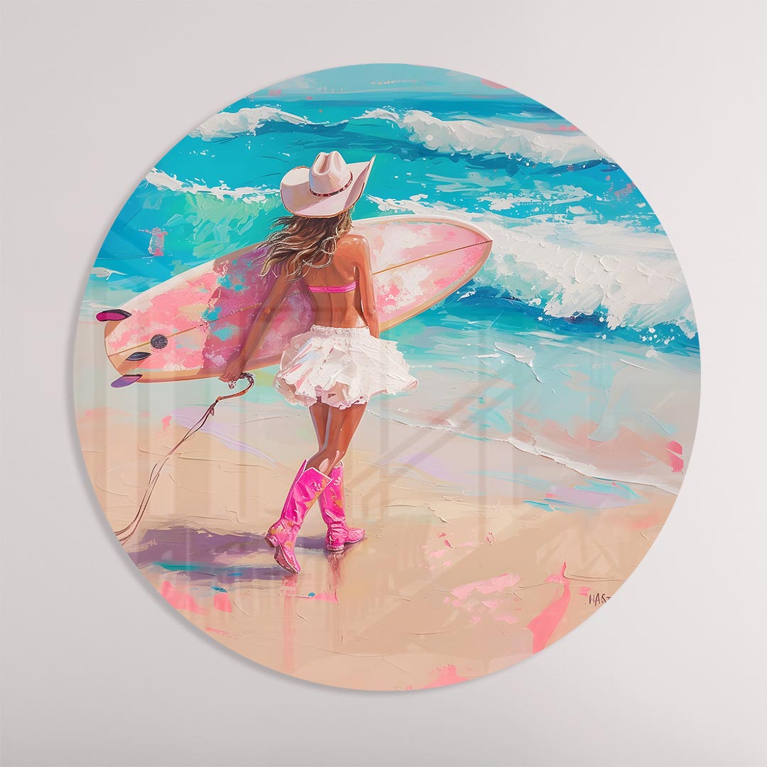 Cowgirl Surf Vibes Muurcirkel
