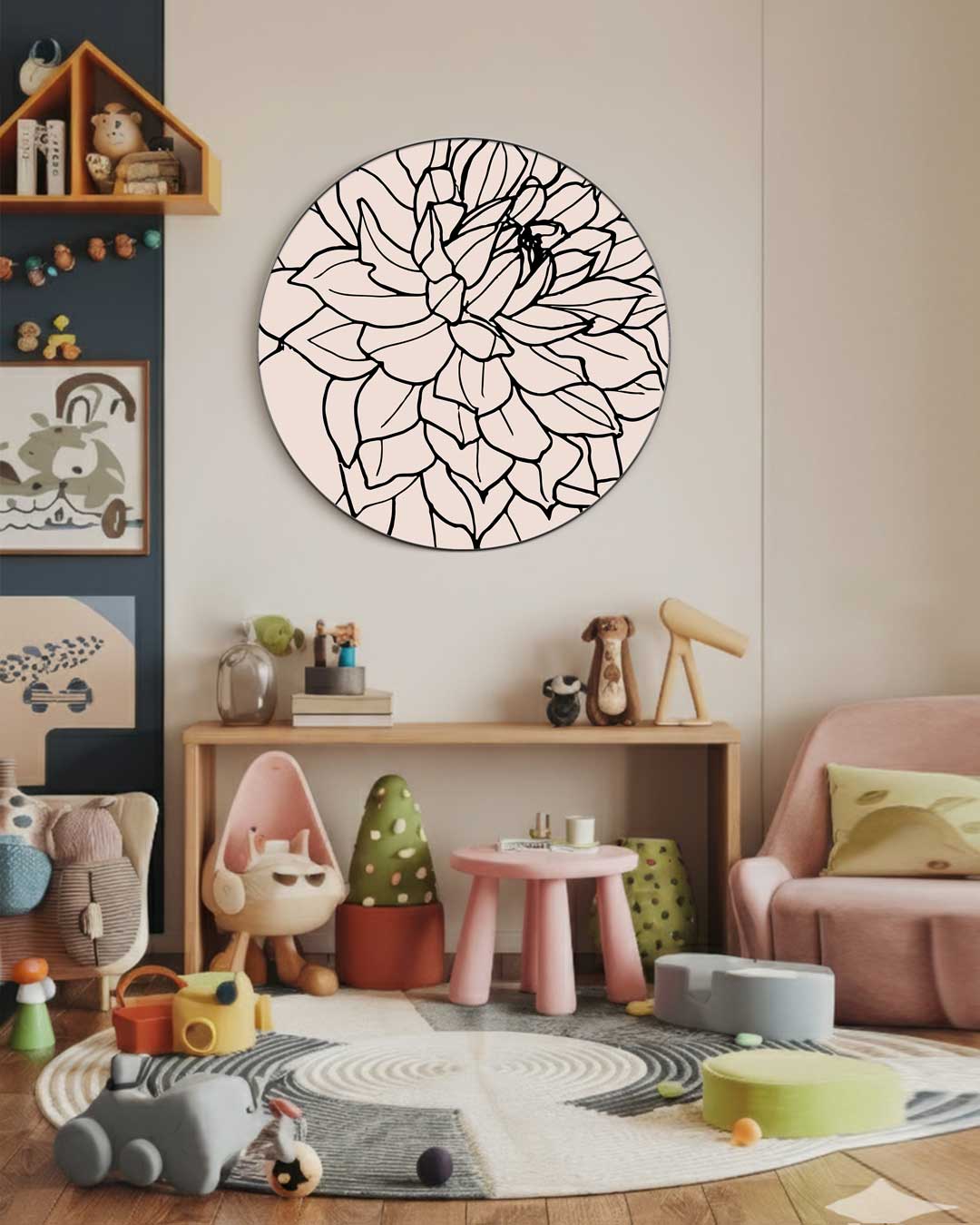 Elegant Bloemenpatroon Muurcirkel