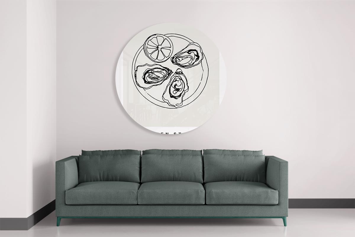 Oester Illustratie Muurcirkel-WallArtistic