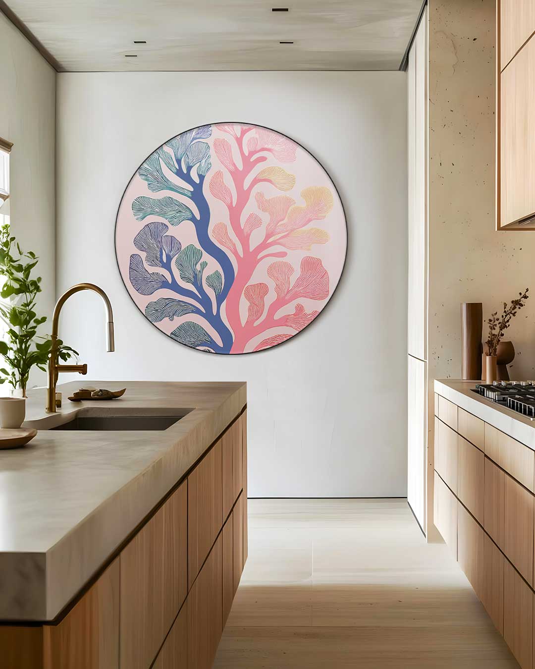 Kleurrijke Botanische Kunst aan de Muur Muurcirkel