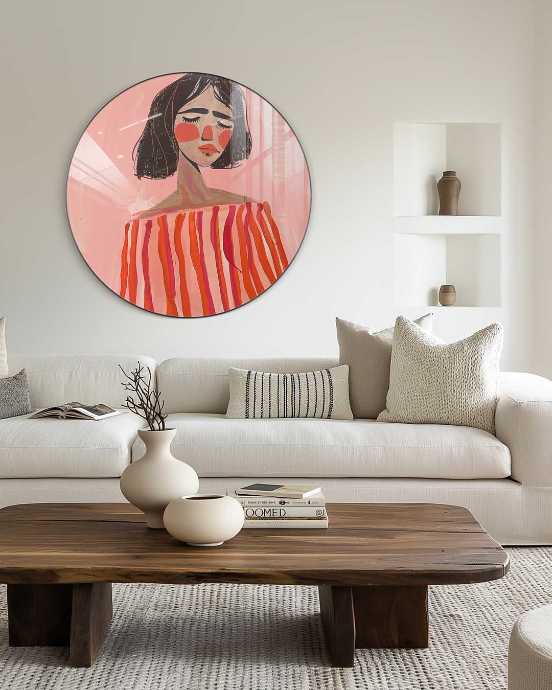 Dromerige Vrouw Muurcirkel-WallArtistic