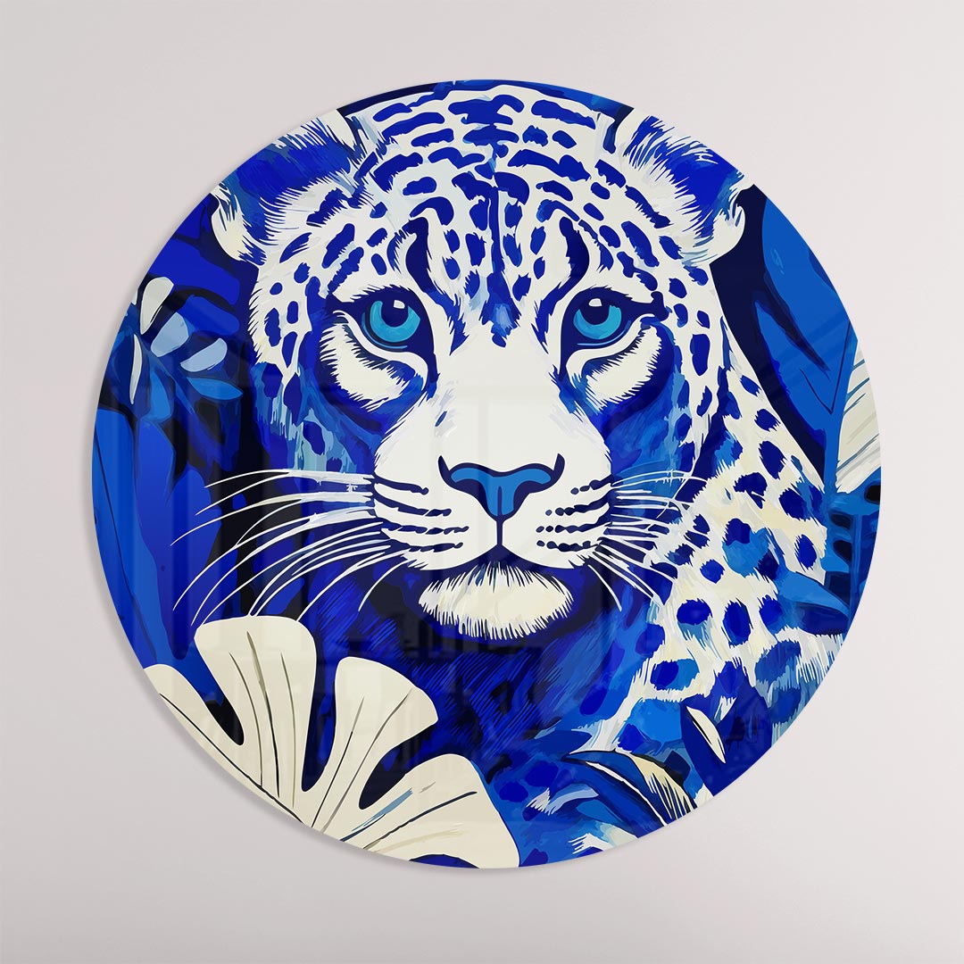 Dierenprint Muurcirkel Blauw Panter