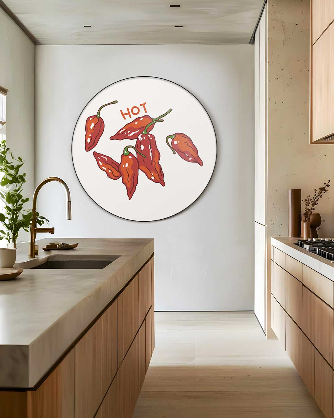 Vuurige Chili Peper Muurcirkel-WallArtistic